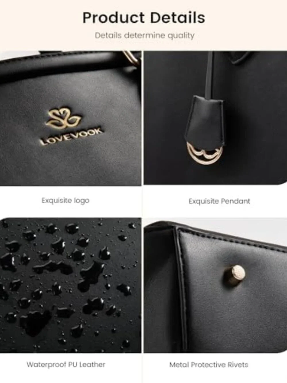 Stylish Large Capacity Leather Laptop Tote Bag, Waterproof Work Bag for Women